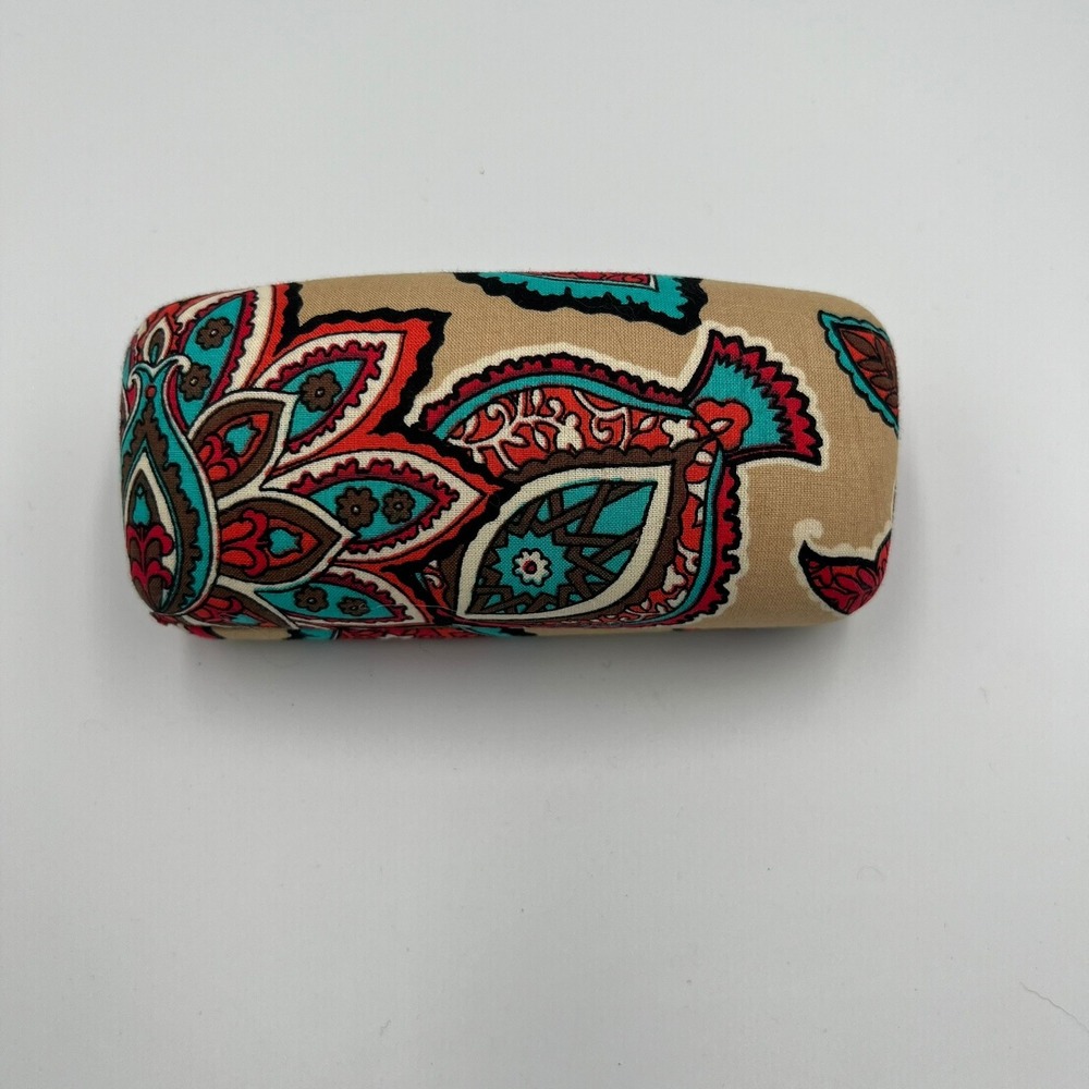 Vera Bradley Eyeglass Case Women OS Tan Red Paisley Very Good Hard Shell Case - Picture 2 of 5